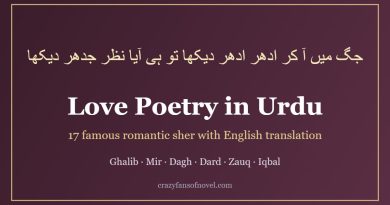 Love poetry in Urdu with English translation: famous romantic sher